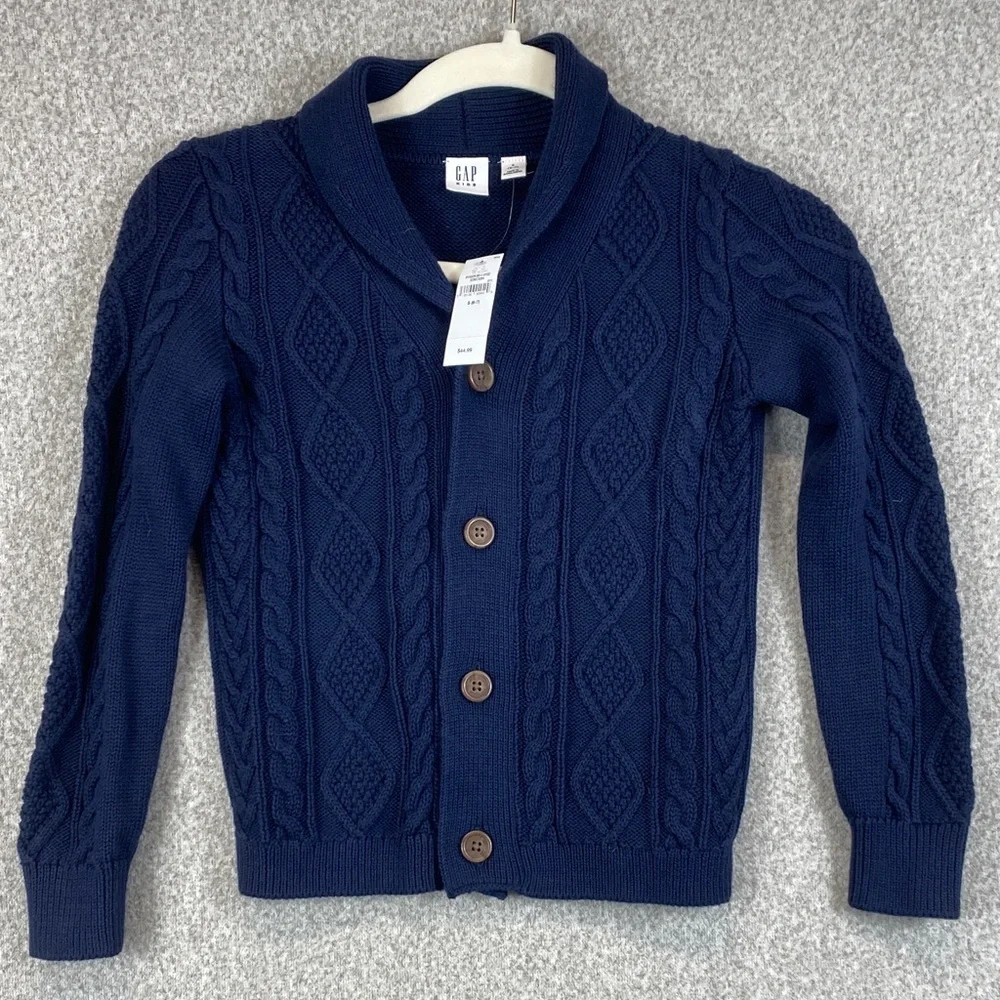 GAP shawl collar cable knit sweater youth S 6-7 fisherman Cape Cod preppy